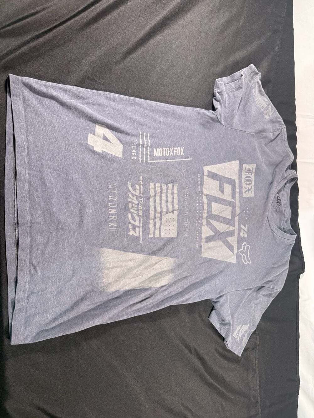 Fox Racing Moto-X Short Sleeve Crewneck Double Sided Graphic T-Shirt Large Blue
